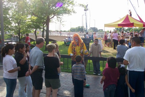 entertaining a group at riverfest